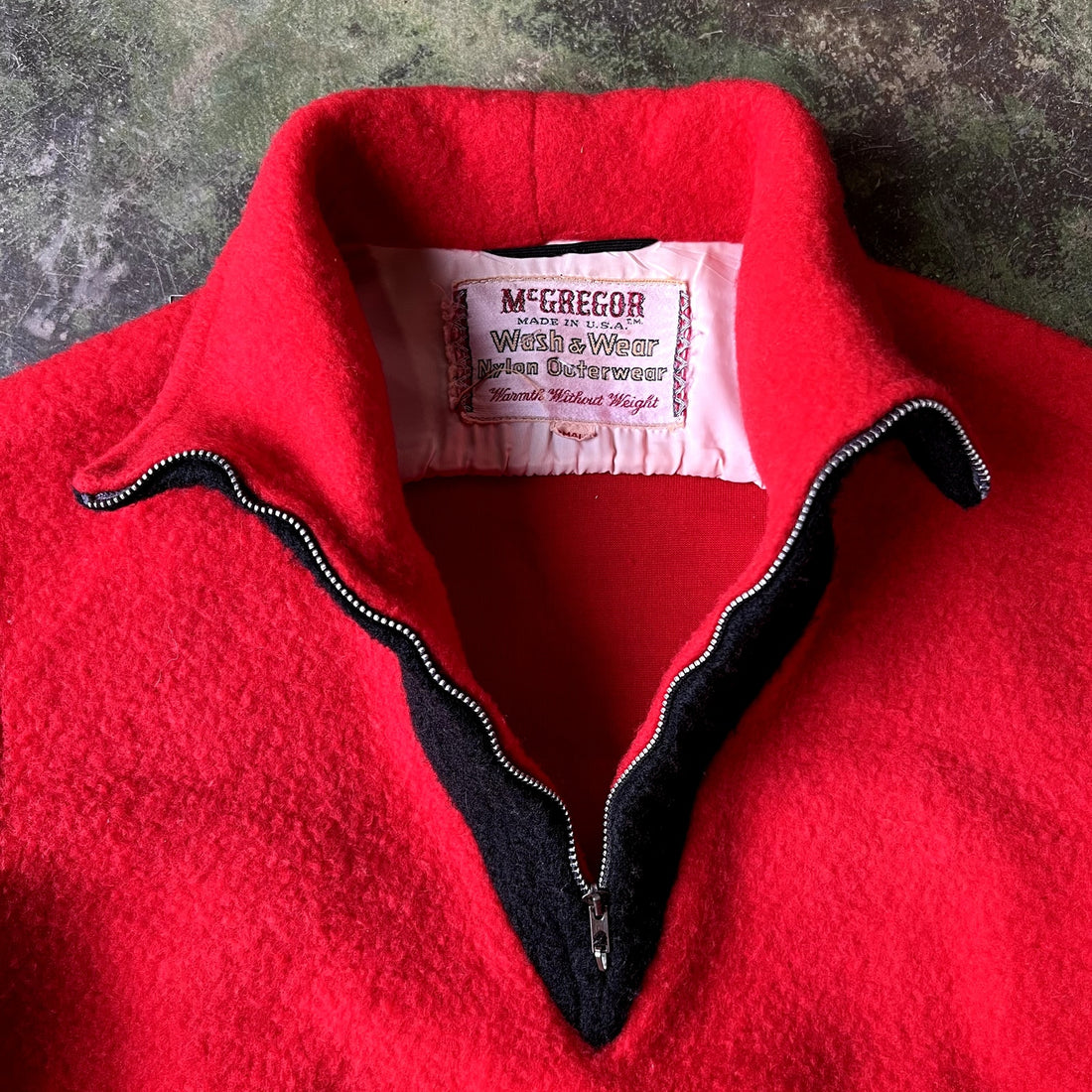 Vintage 1950s McGregor Fleece Quarter Zip Medium Red