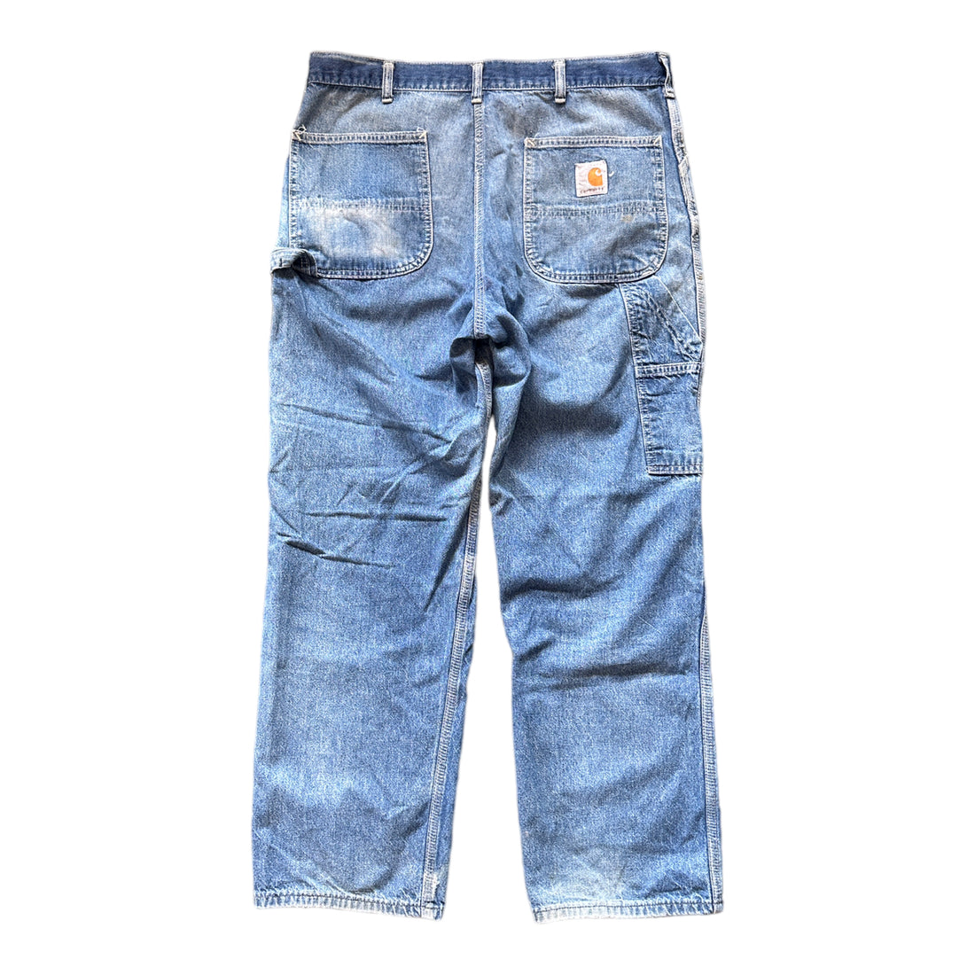 UNION MADE CARHARTT THRASHED BLUE JEANS ‘34X28’ - 1980S