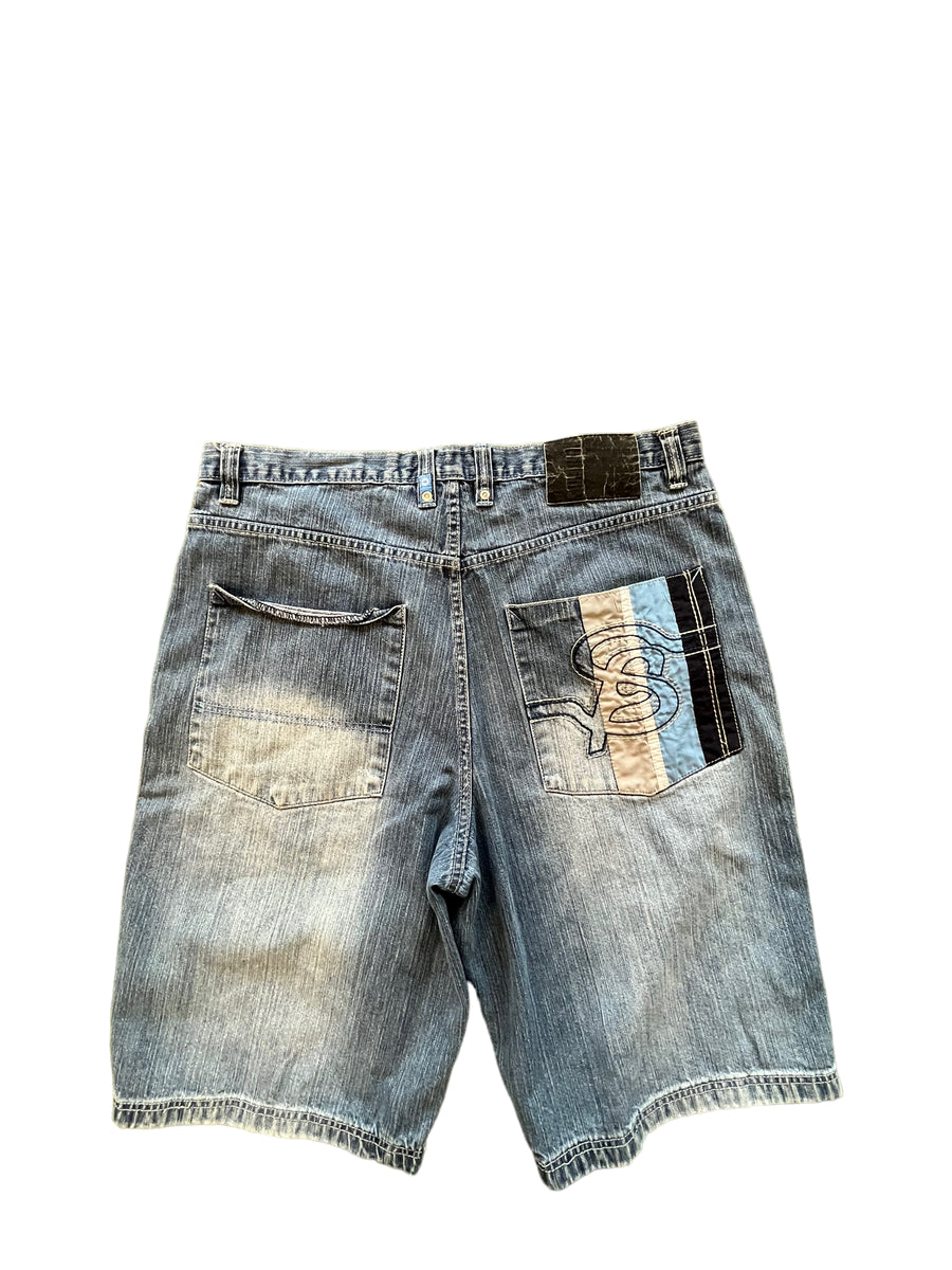 SOUTH POLE DENIM EMBROIDERED SHORTS - WAIST 36