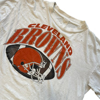 CLEVELAND BROWNS DISTRESSED WHITE T-SHIRT ‘XL’ - 1980S