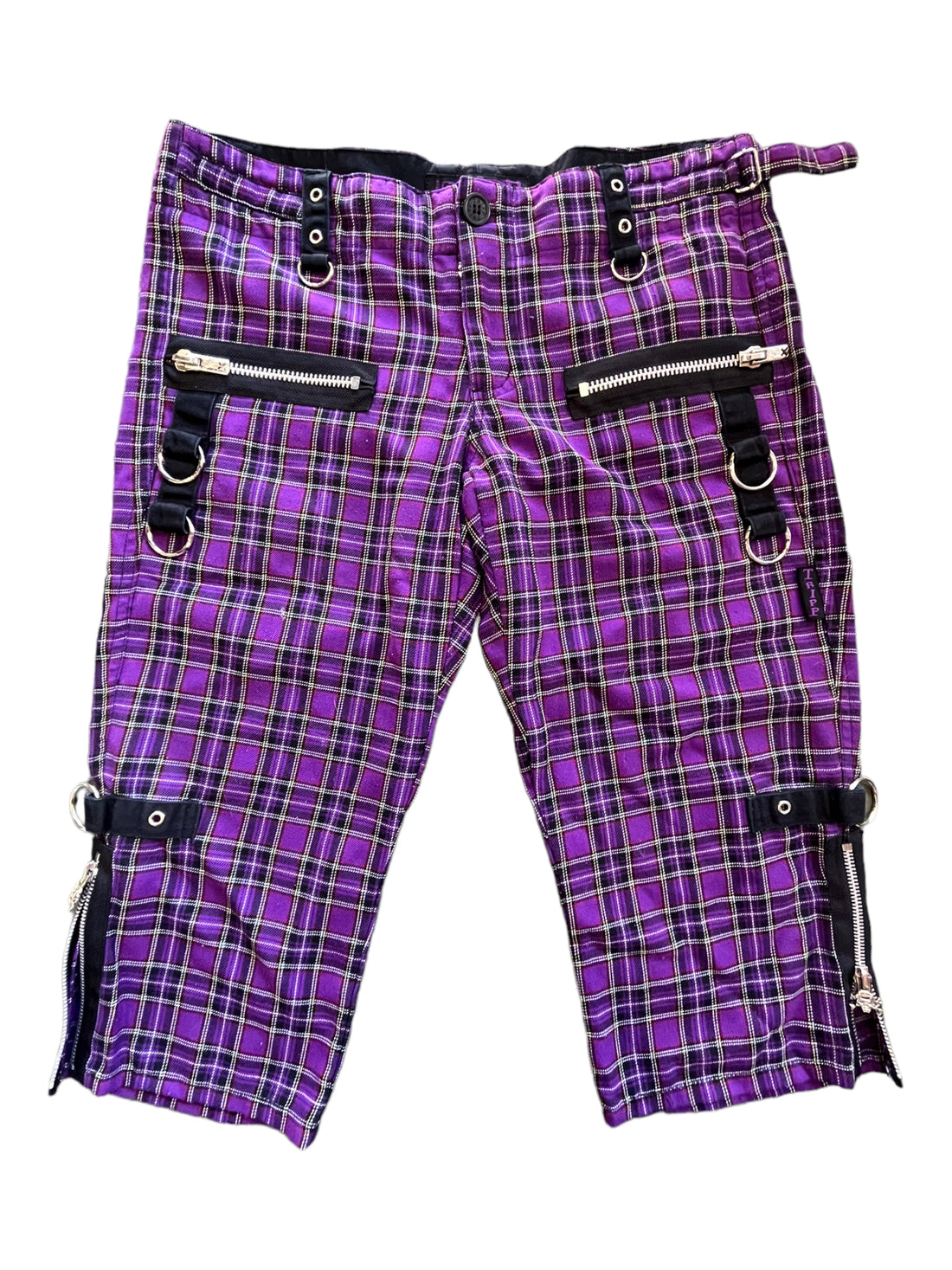 Y2K TRIPP NYC PLAID CAPRI PANTS PURPLE '34' - 2000S