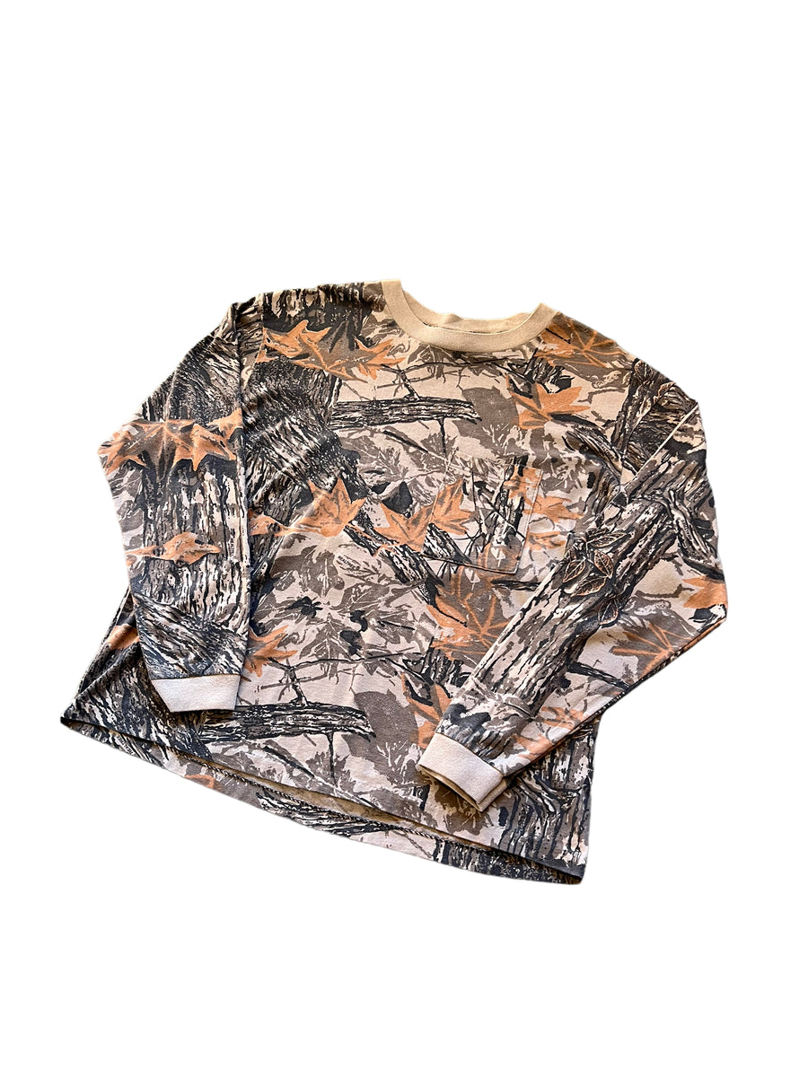 CABELA’S REAL TREE CAMO LONG SLEEVED T-SHIRT BROWN ‘XL’ - 1990S
