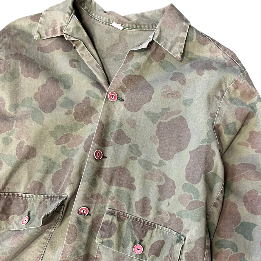 CAMOUFLAGE BUTTON DOWN SHIRT GREEN ‘LARGE’ - 1960S