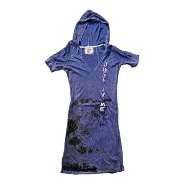 90S JUST 4 ME HOODED DRESS INDIGO 'LARGE' - 1990S