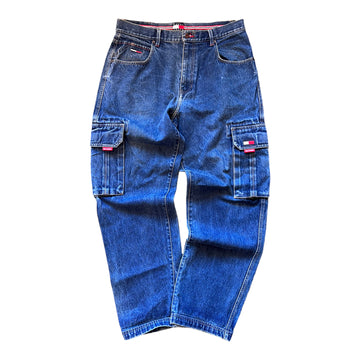 TOMMY HILFIGER BAGGY CARGO BLUE JEANS ‘35X32’ - 2000S