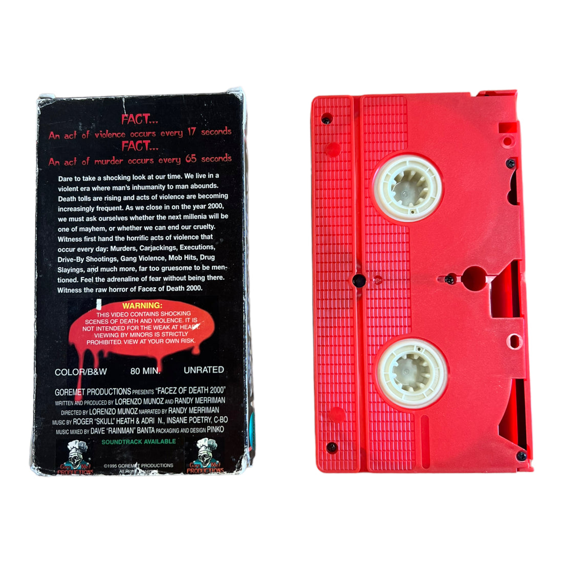 1995 ‘FACEZ OF DEATH 2000’ HORROR VHS TAPE - 1990S