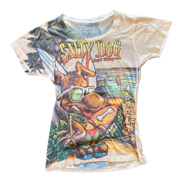 Y2K SALTY DOG ALL OVER BABY TEE TAN/MULTI ‘SMALL’ - 2000S
