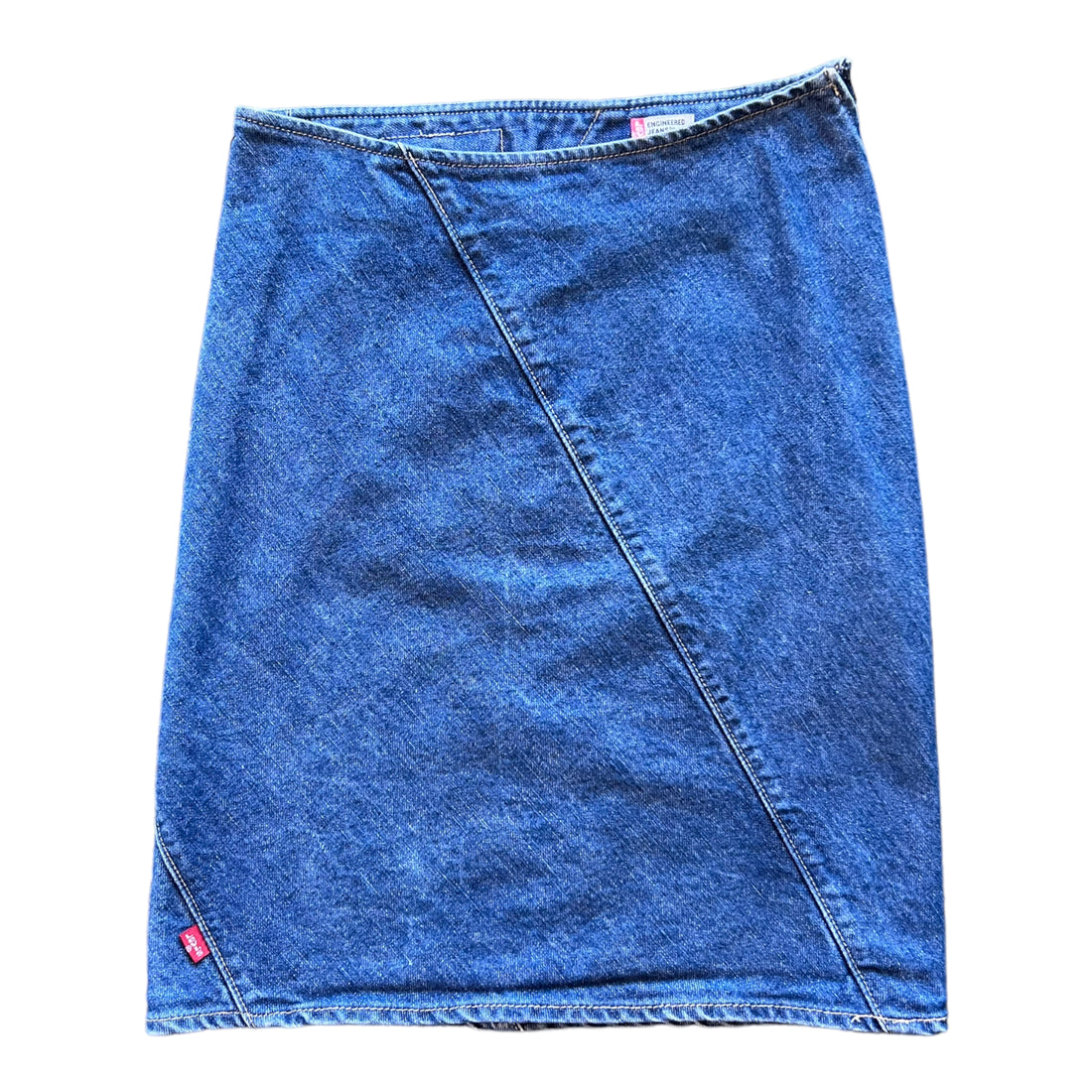 Y2K LEVIS SIDEWAYS STITCH MIDI SKIRT DENIM ‘SMALL’