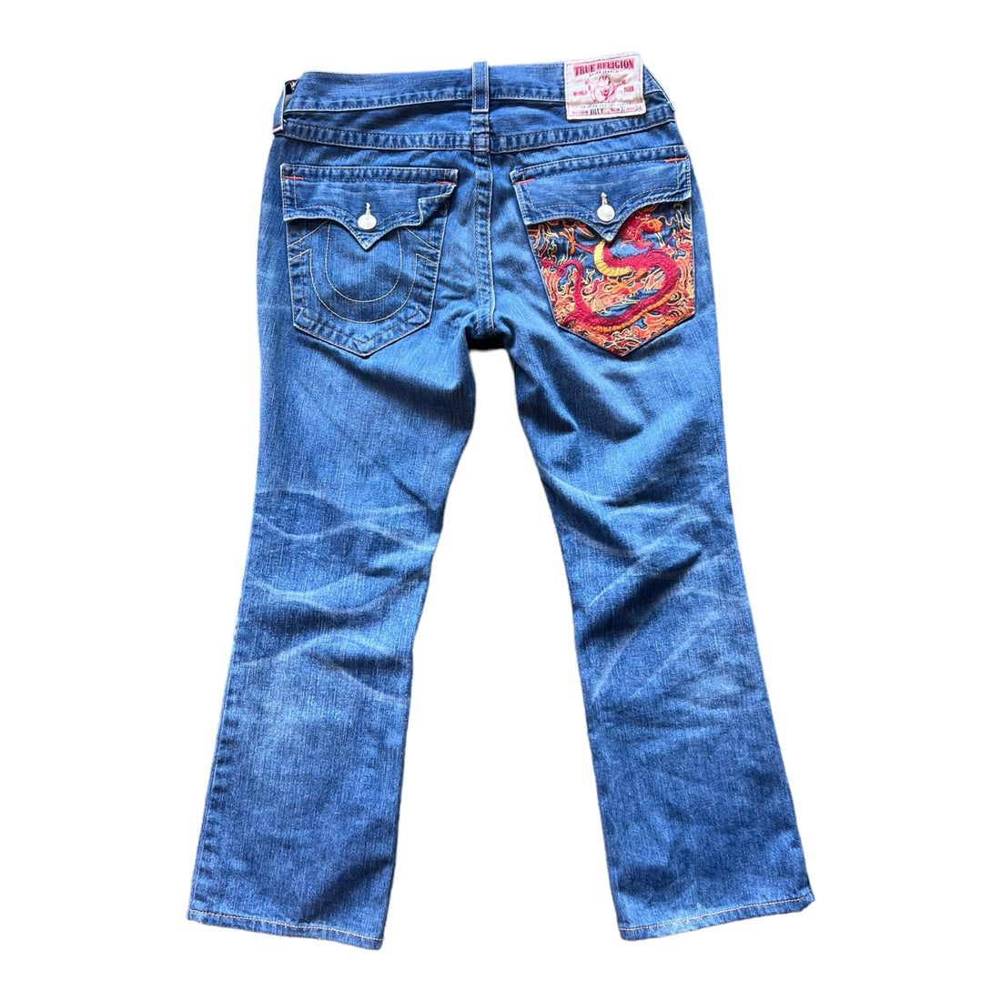 Y2K TRUE RELIGION DRAGON BILLY JEANS MEDIUM WASH DENIM ‘32X34’ - 2000S