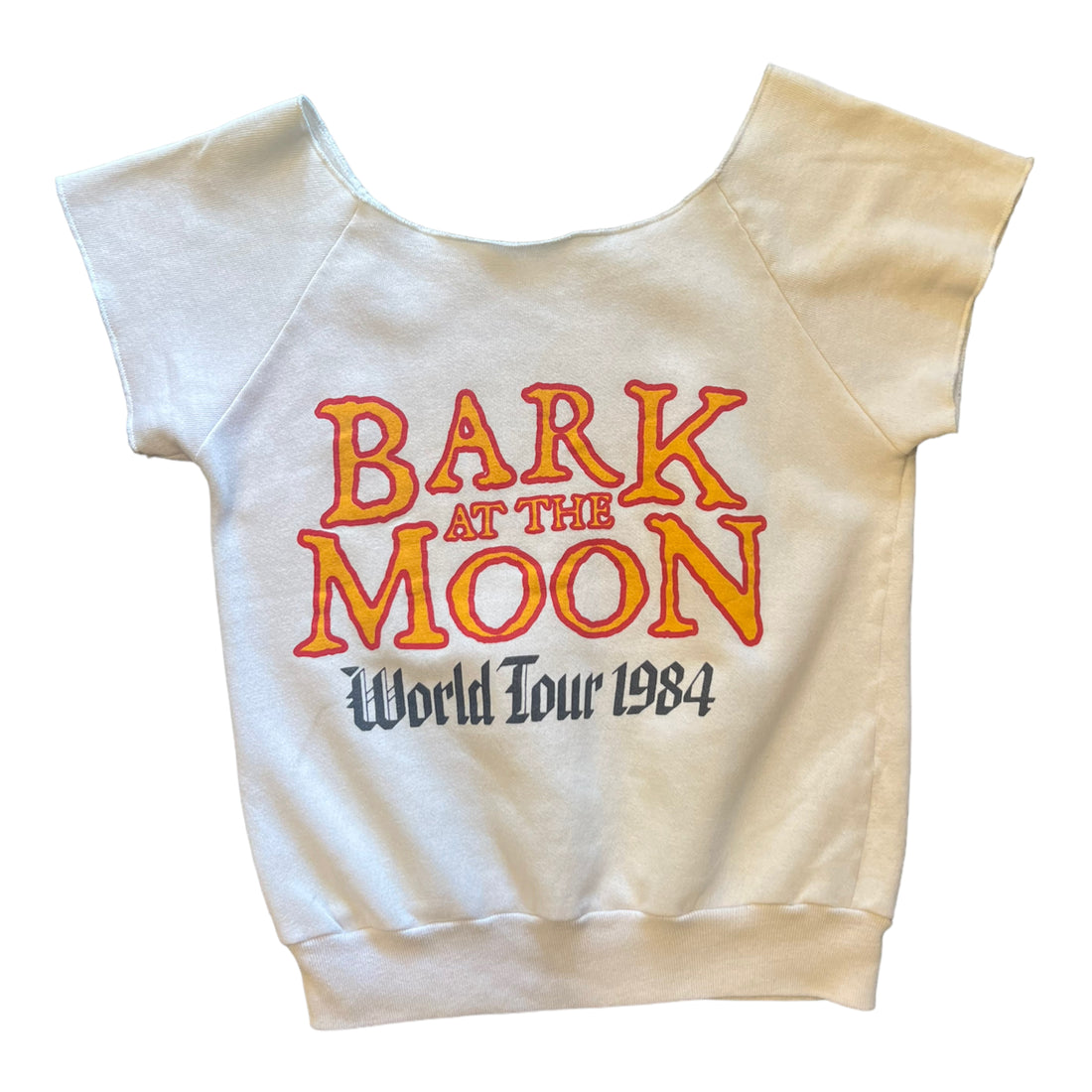 1984 OZZY BARK AT THE MOON WORLD TOUR CROP SWEATSHIRT WHITE ‘MEDIUM’ - 1980S