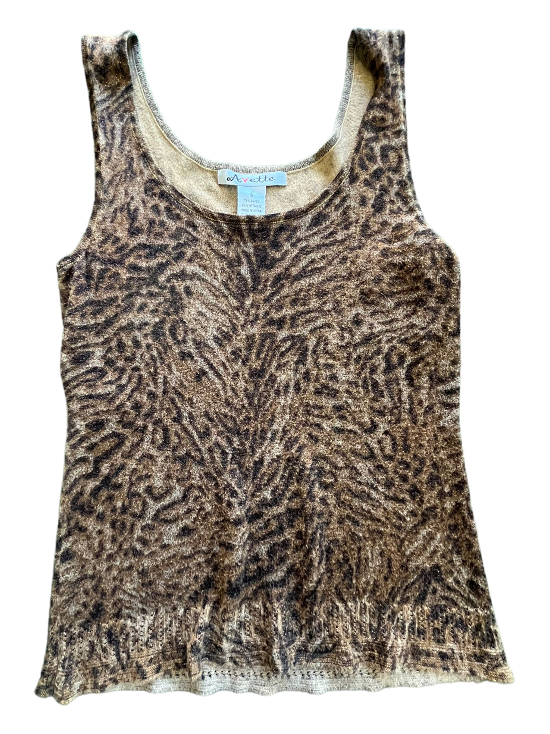 90S AVETTE LEOPARD METALLIC TANK TOP BROWN 'MEDIUM' - 1990S