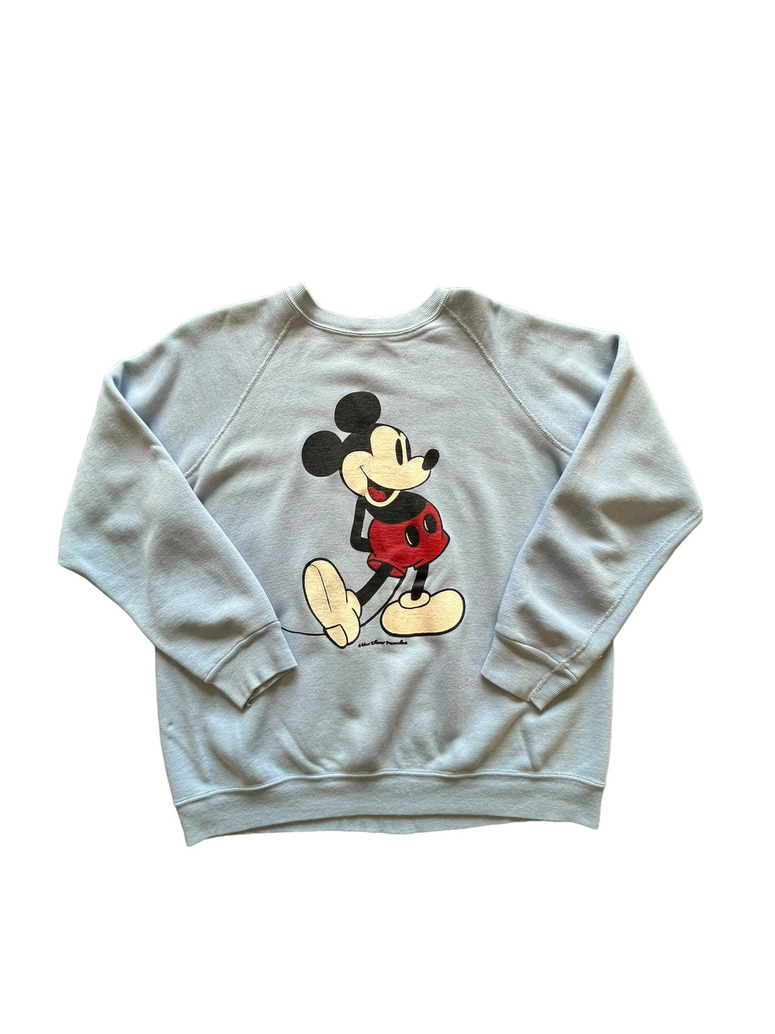 80’S DISNEY MICKEY MOUSE SWEATSHIRT BABY BLUE LARGE - 1980S