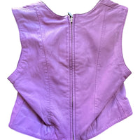 90S WILSON LEATHER SQUARE NECK CROP TOP PURPLE 'SMALL' - 1990S