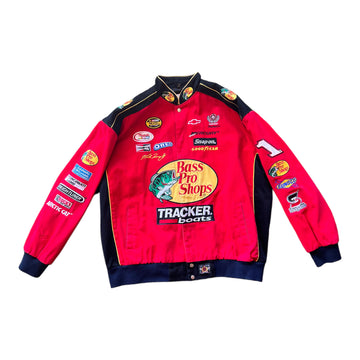 Y2K BASS PRO SHOPS NASCAR RACING JACKET CANDY RED ‘3XL’ - 2000S