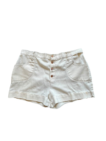 1970’S 1” INSEAM SHORTY SHORTS IVORY WAIST 31 - 1970S