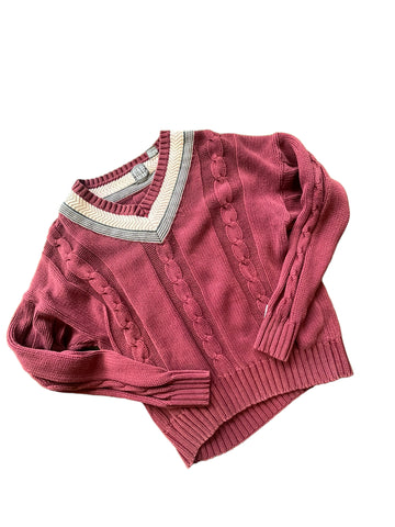 GAP FADED BURGUNDY KNITTED SWEATER - XLARGE