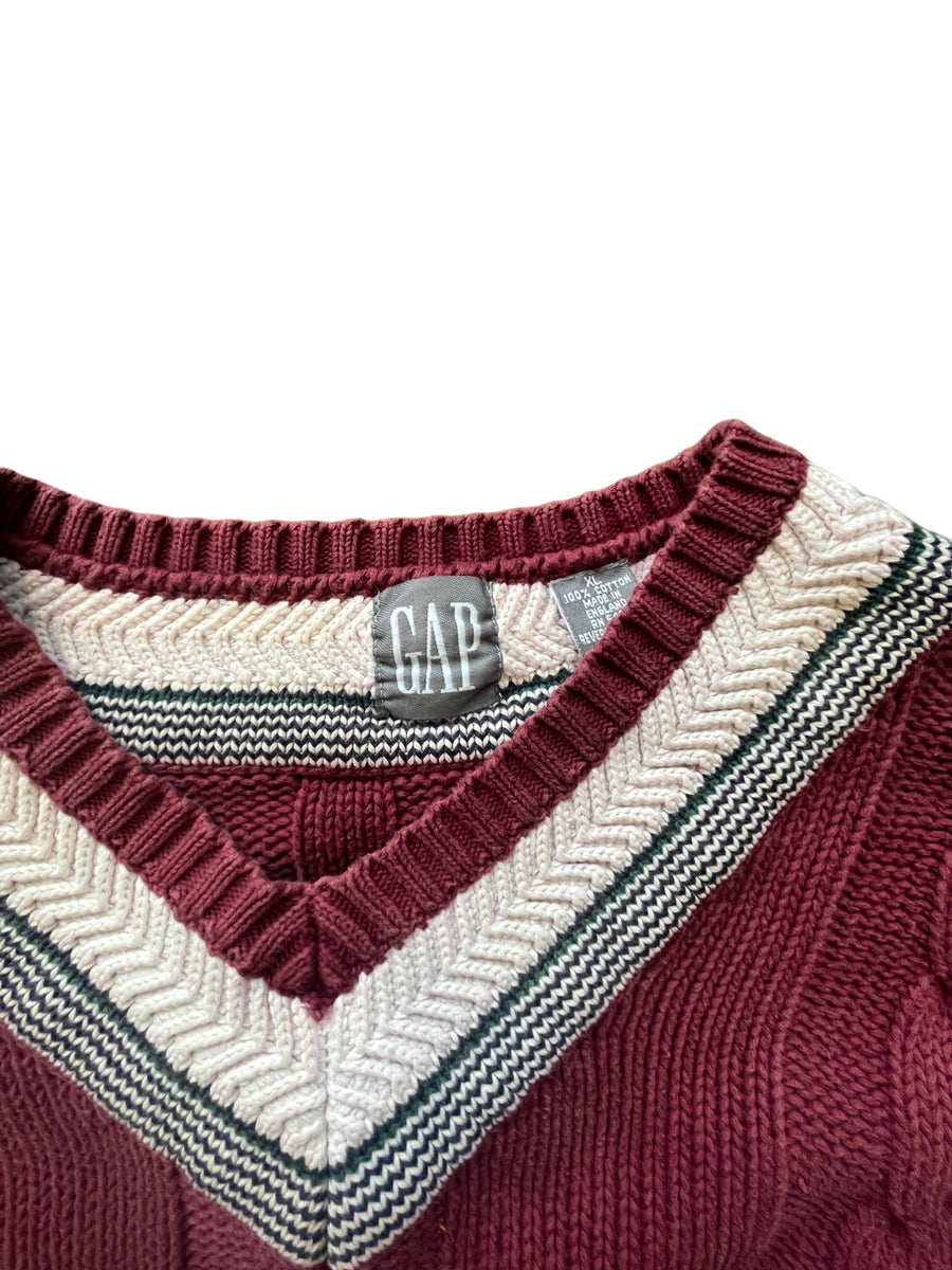 GAP FADED BURGUNDY KNITTED SWEATER - XLARGE