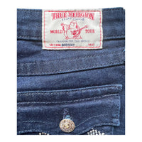 TRUE RELIGION LOW RISE BOOTCUT RHINESTONE HORSESHOE JEANS DENIM ‘27’