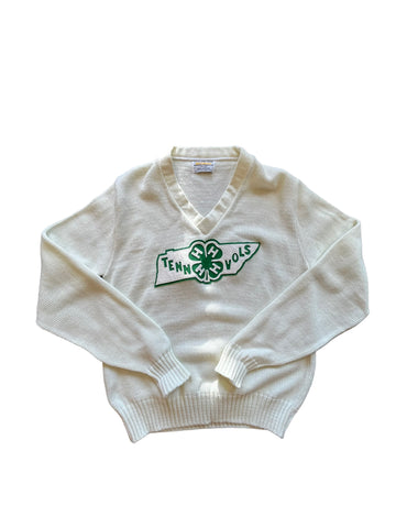 TENNESSEE CLOVER WHITE ACRYLIC SWEATER