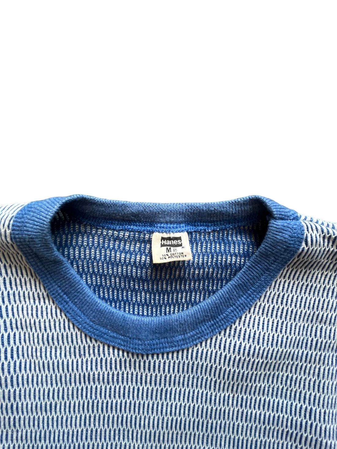 70’S HANES THERMAL CERULEAN AND WHITE - MEDIUM