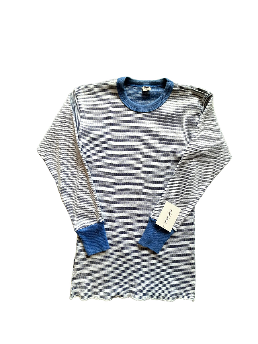 70’S HANES THERMAL CERULEAN AND WHITE - MEDIUM
