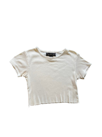 Y2K ABERCROMBIE CROP TOP PALE YELLOW - SMALL