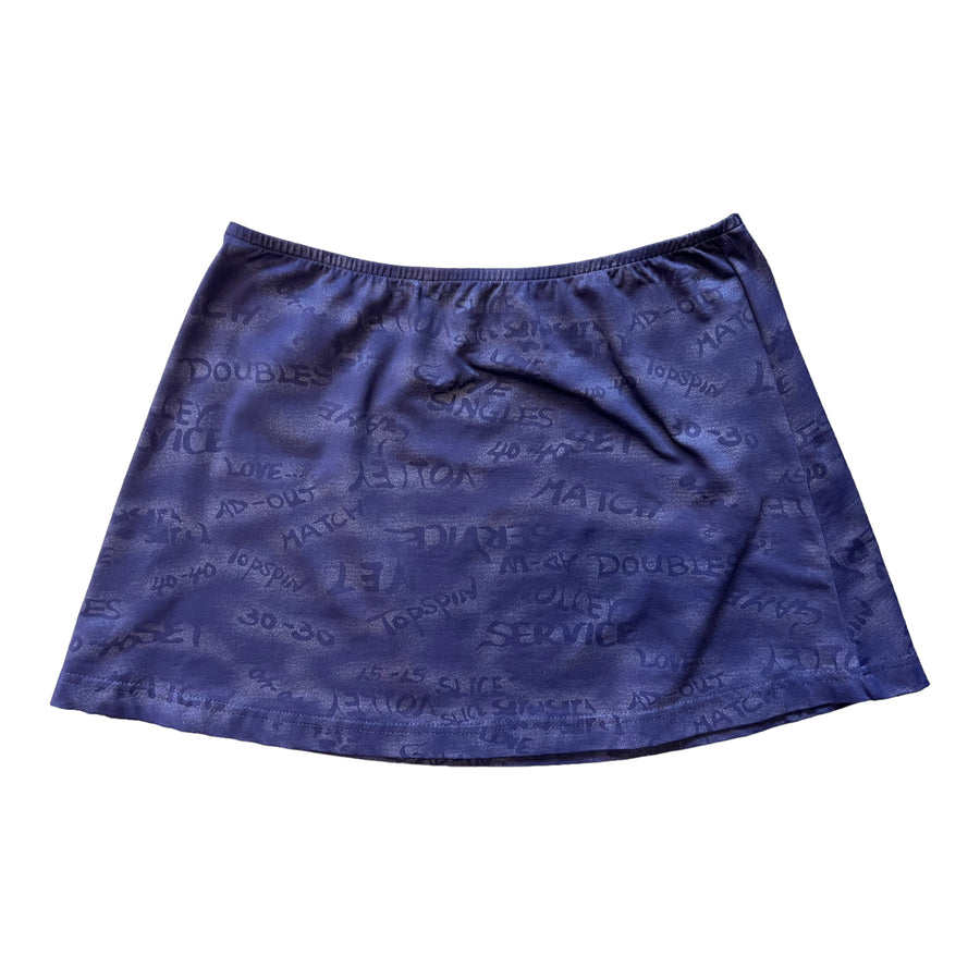 Y2K TENNIS SLOGAN SKIRT NAVY BLUE 'MEDIUM' - 2000S