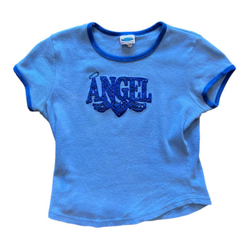 90'S ANGEL SPARKLE BABY TEE BLUE 'MEDIUM' - 1990S