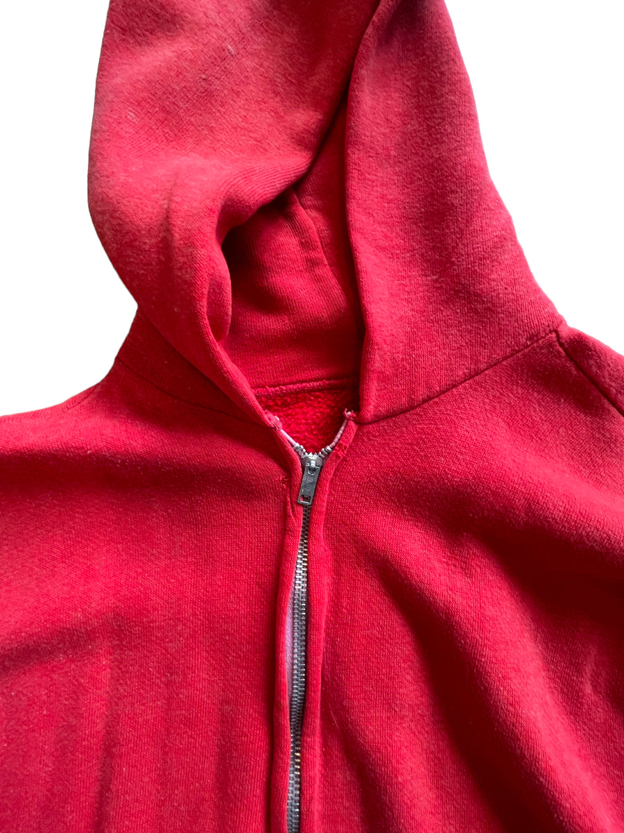 1970’S ZIP UP HOODIE HEATHERED RED - SMALL