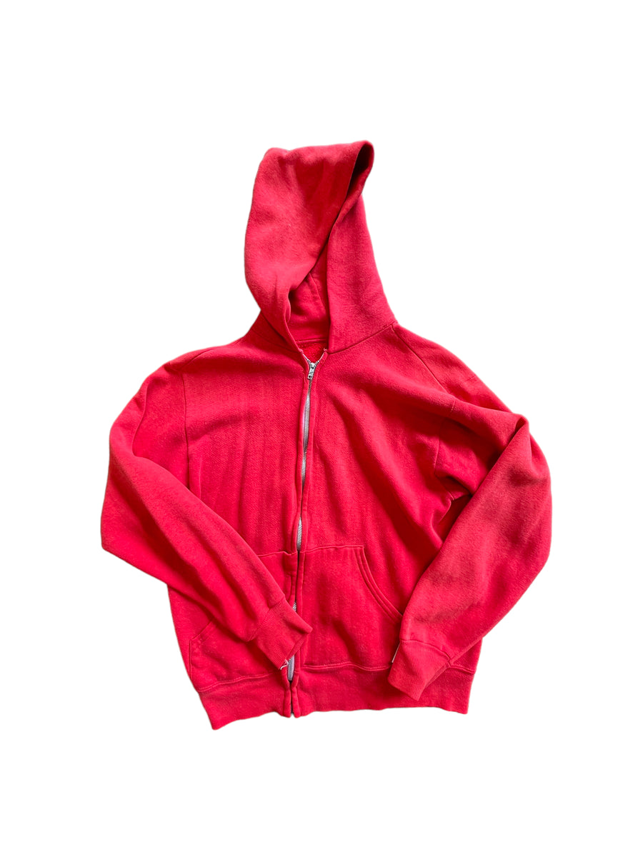 1970’S ZIP UP HOODIE HEATHERED RED - SMALL