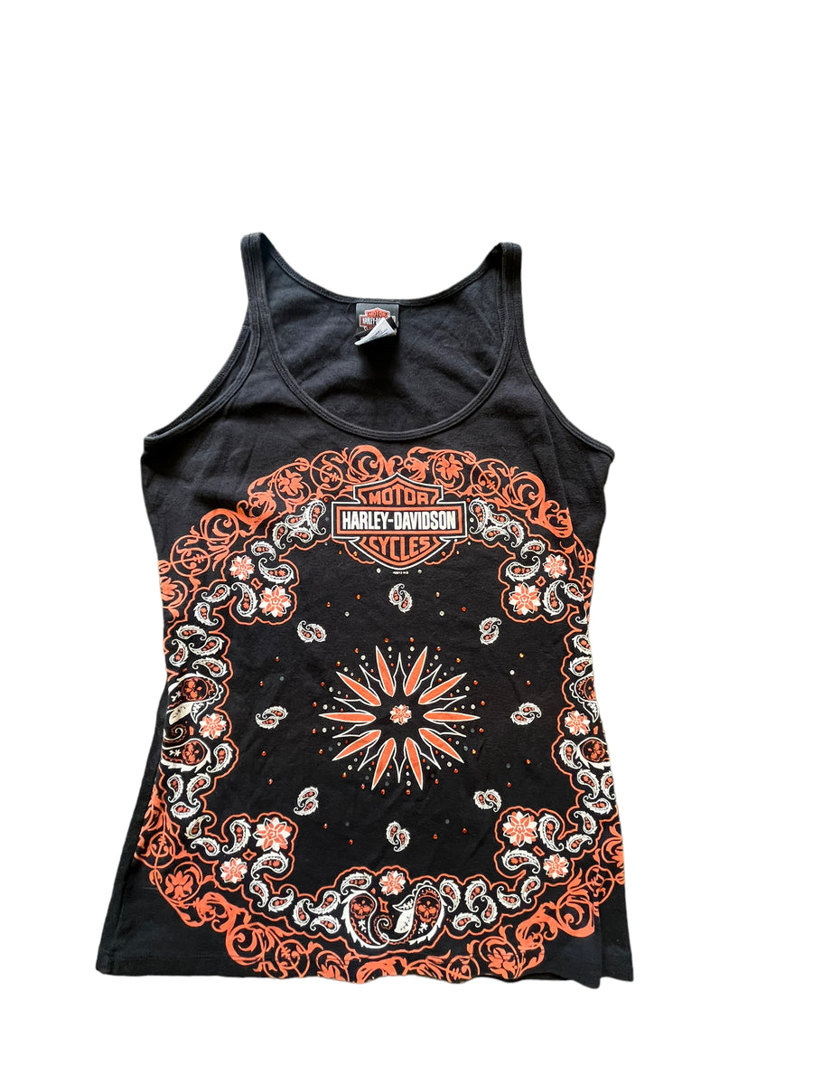 Y2K HARLEY DAVIDSON TANK BLACK/ORANGE - XLARGE