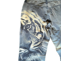 Y2K BONGO TIGER STRETCH PANTS BLUE - WAIST 26