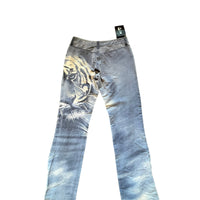 Y2K BONGO TIGER STRETCH PANTS BLUE - WAIST 26