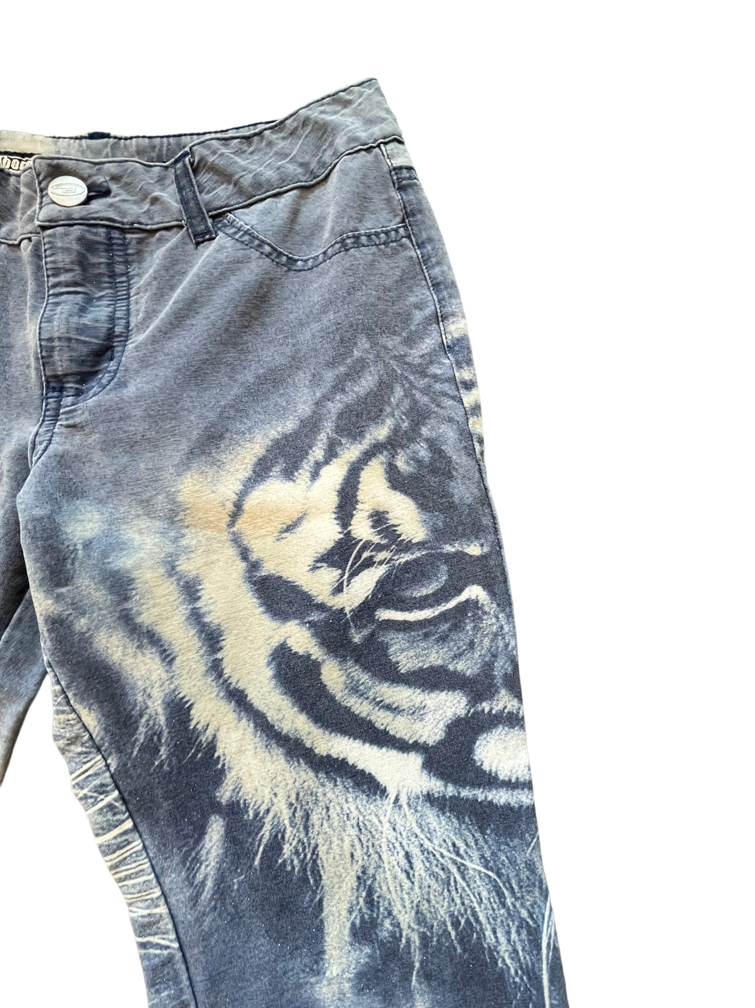 Y2K BONGO TIGER STRETCH PANTS BLUE - WAIST 26