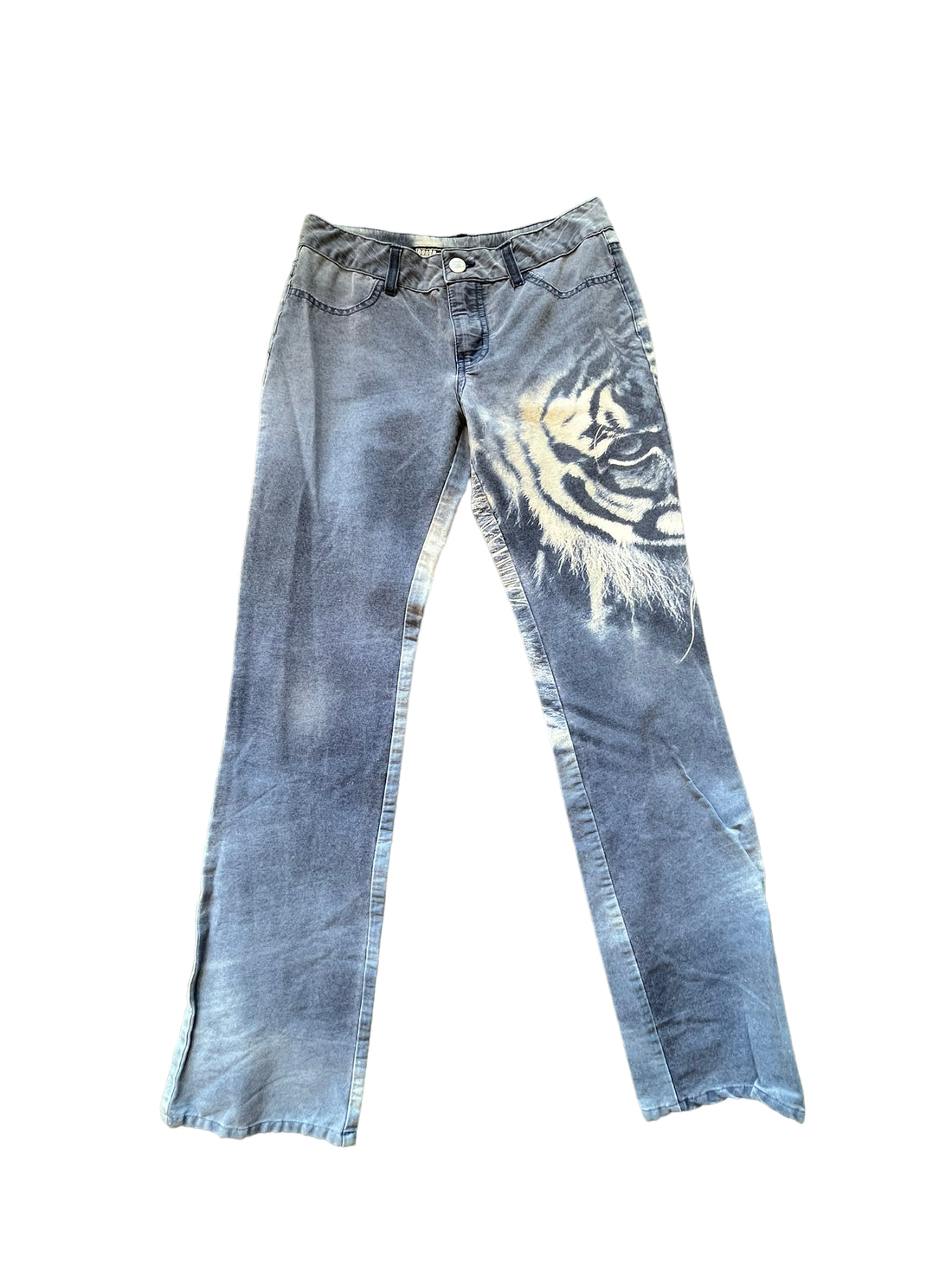 Y2K BONGO TIGER STRETCH PANTS BLUE - WAIST 26