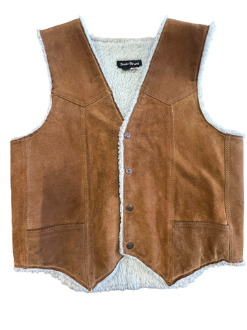 1980’S STEER BRAND SHERPA SUEDE VEST CARAMEL - LARGE