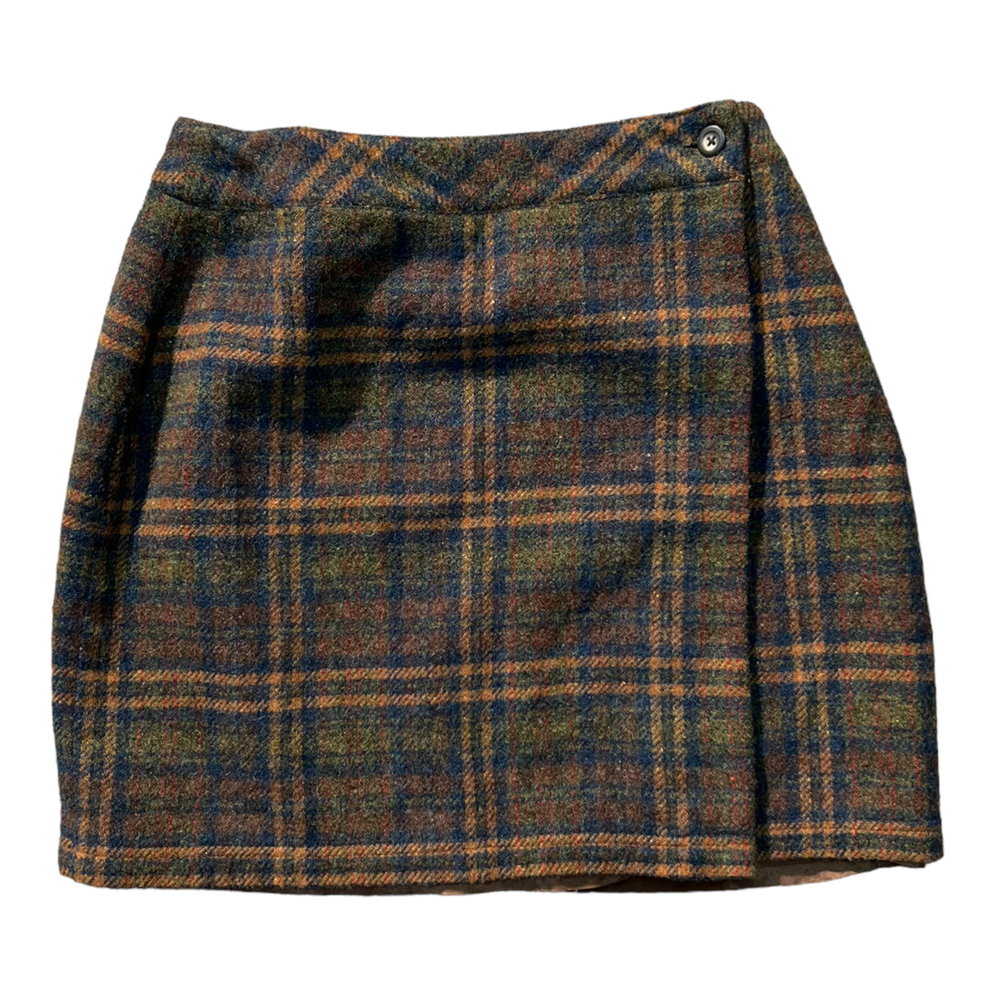90S TARTAN WOOL WRAP SKIRT PLAID '30' - 1990S