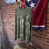 Vintage Camo T Shirt Long Sleeve Faded Distressed Paint Splatter Mens XL