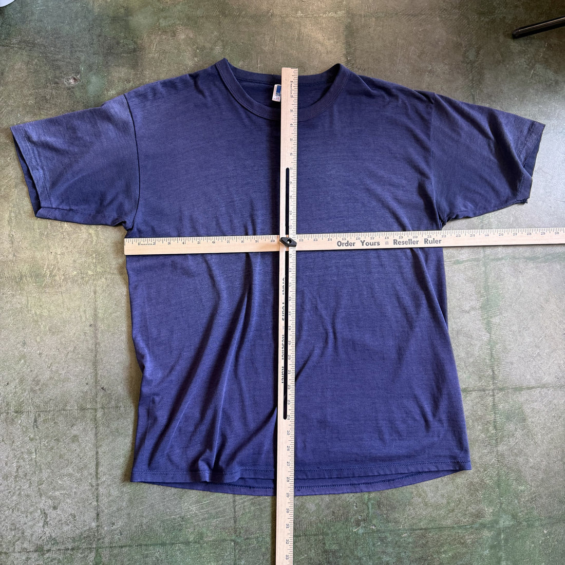 Vintage Single Stitch Blank T Shirt Russell Athletic Navy Made In USA Mens XL