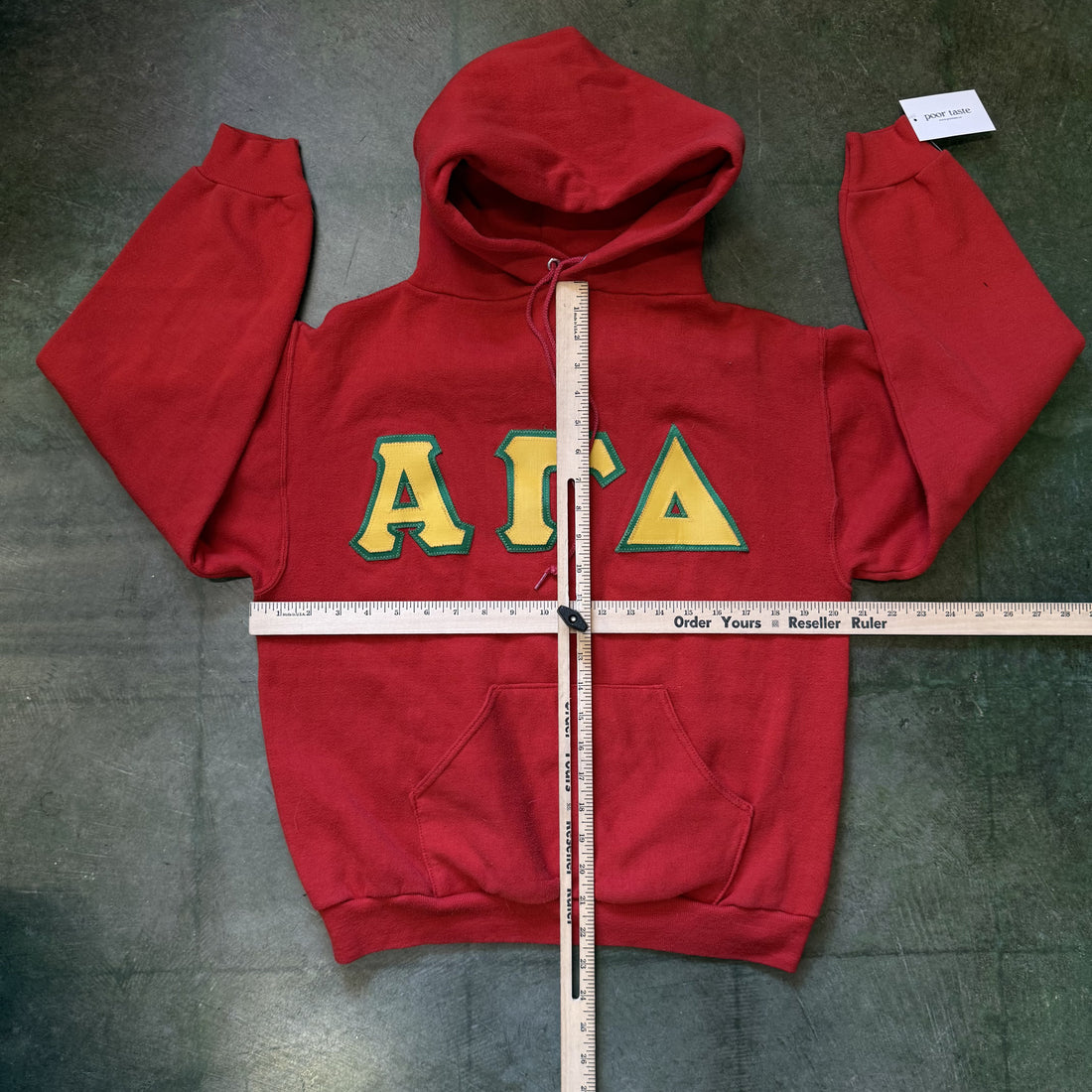 Vintage Alpha Gamma Delta Sorority Hoodie Red Patch Letters Womens M/L