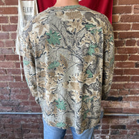 Vintage Single Stitch Camo T Shirt Long Sleeve Woodland Mens XXL