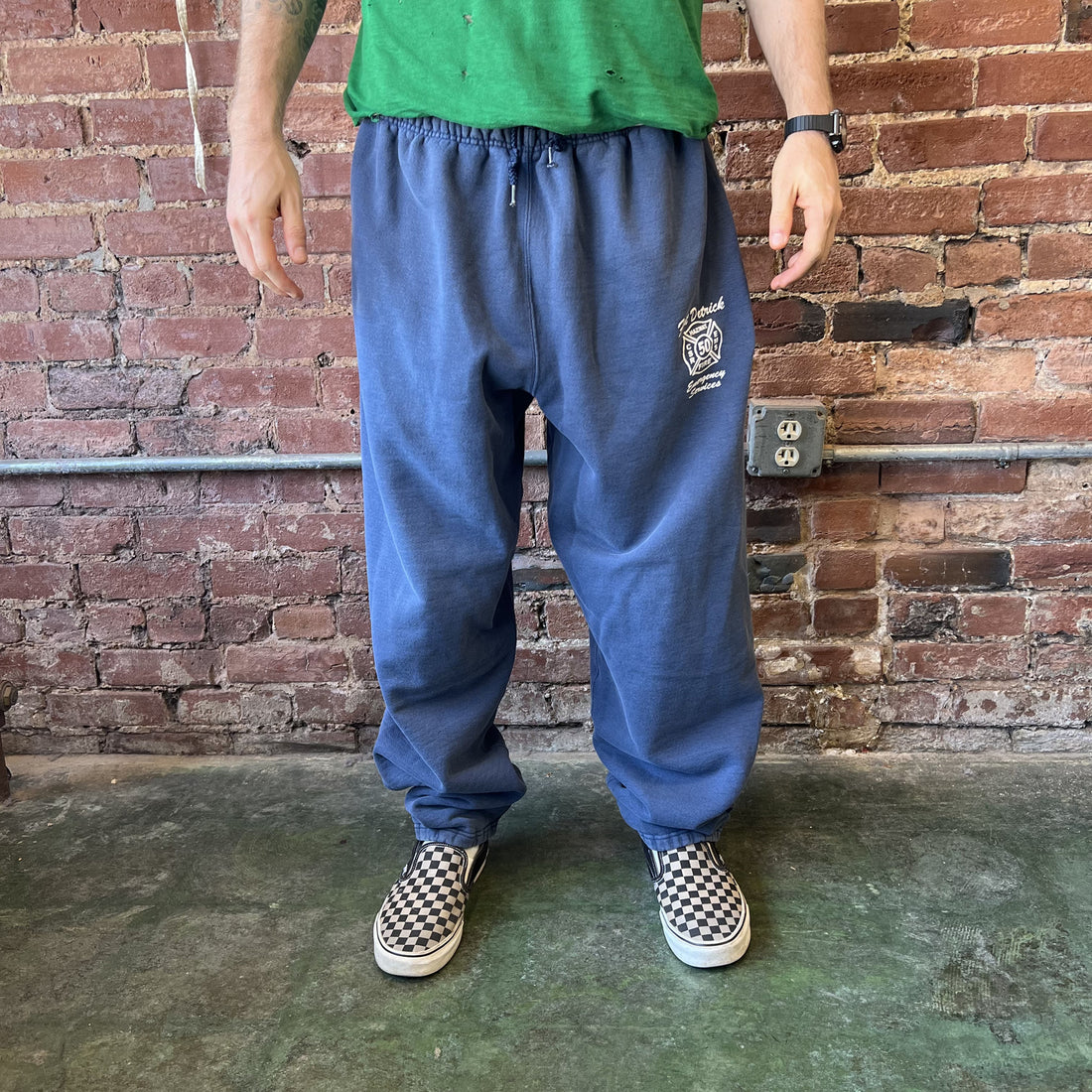 Vintage Baggy Sweatpants Made in USA Navy Blue Fort Detrick EMS Mens XL