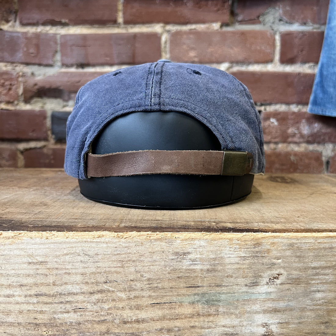 Vintage Abercrombie Hat Made in USA Leather Strap Back Navy Blue Cap