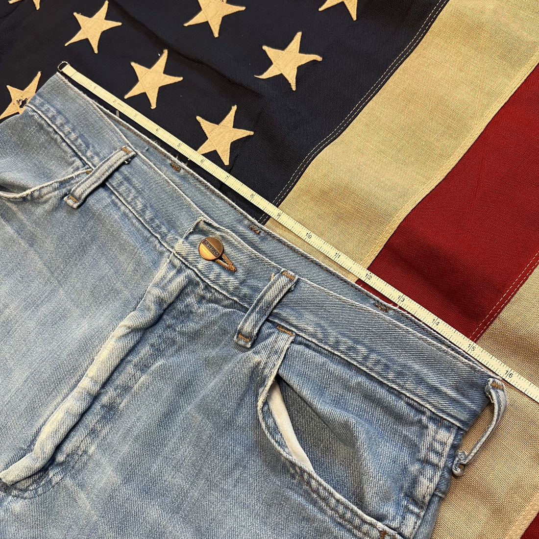 Vintage 1970s Bootcut Jeans Maverick Light Wash Embroidered 32x31 - Made in USA