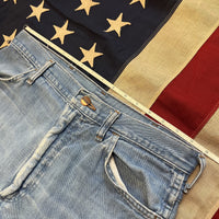 Vintage 1970s Bootcut Jeans Maverick Light Wash Embroidered 32x31 - Made in USA