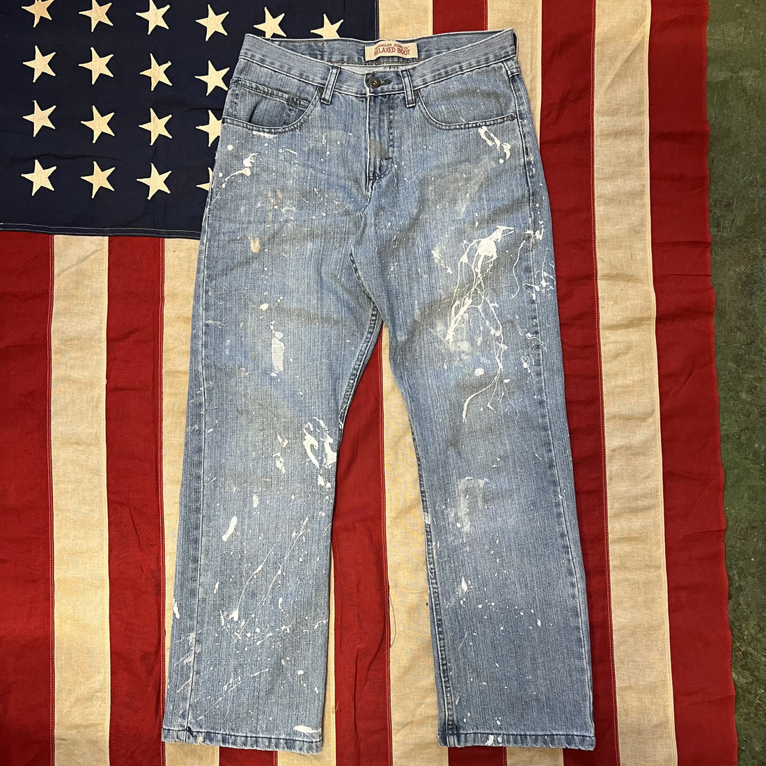 Vintage Wrangler Relaxed Bootcut Jeans Paint Splatter Men's 32x30