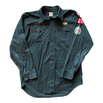BOY SCOUTS OF AMERICA SANFORIZED BUTTON DOWN GREEN LARGE - 1960S