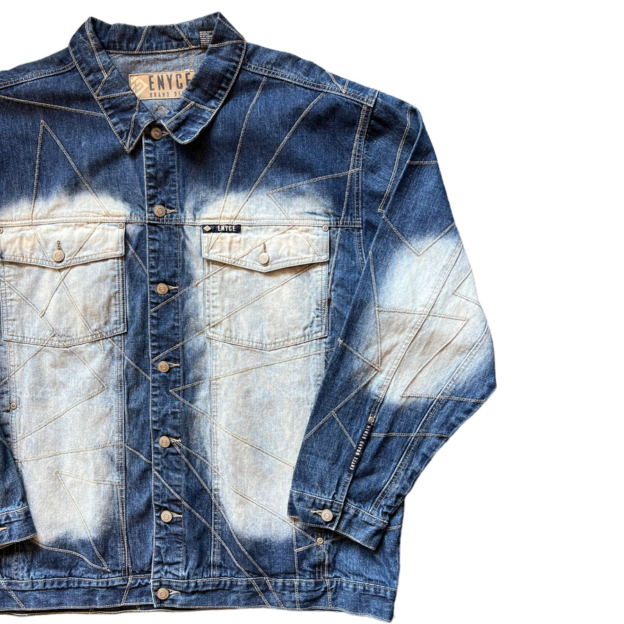 Y2K ENYCE GEOMETRIC DESIGN DENIM JACKET '3XL' - 2000'S