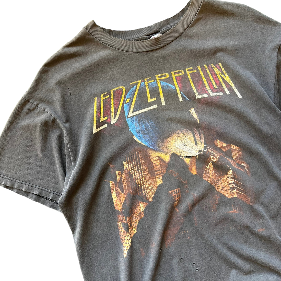 LED ZEPPELIN BLIMP TEE FADED BLACK 'LARGE' - 1990'S