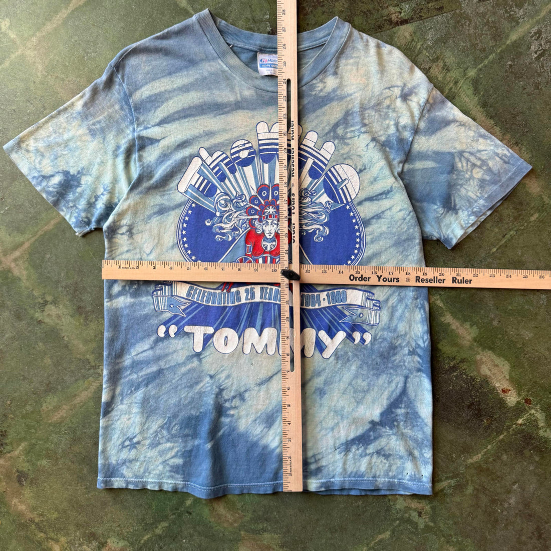 Vintage 1989 The Who Tommy 25 Year Celebration Blue Tie-Dye T-shirt Made in USA